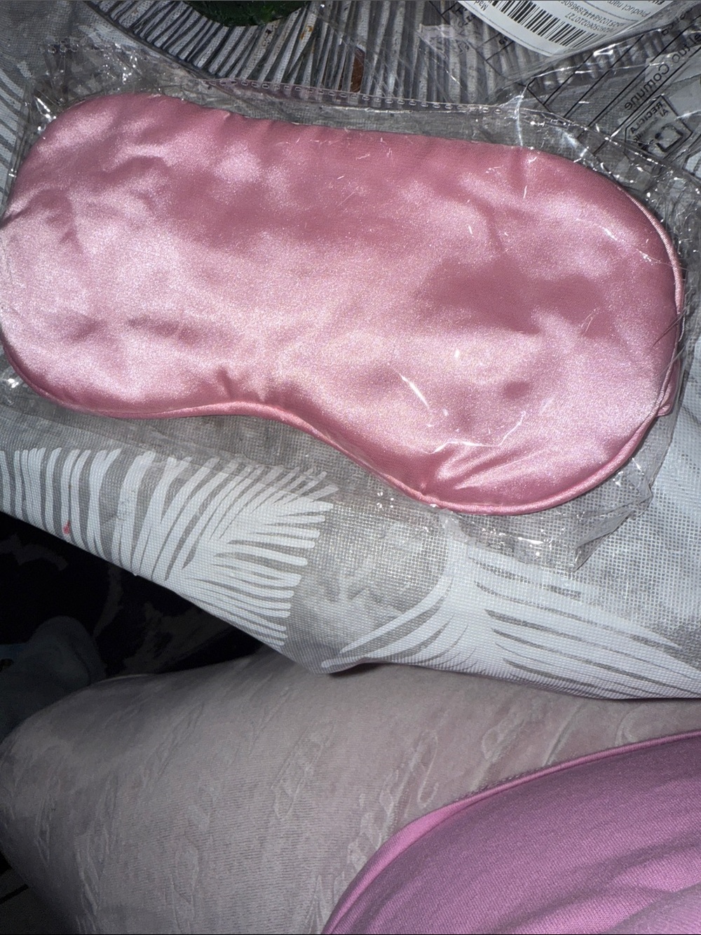 SHEIN Satin Pink Sleep Mask with Elastic Band & matching Pink Scrunchie